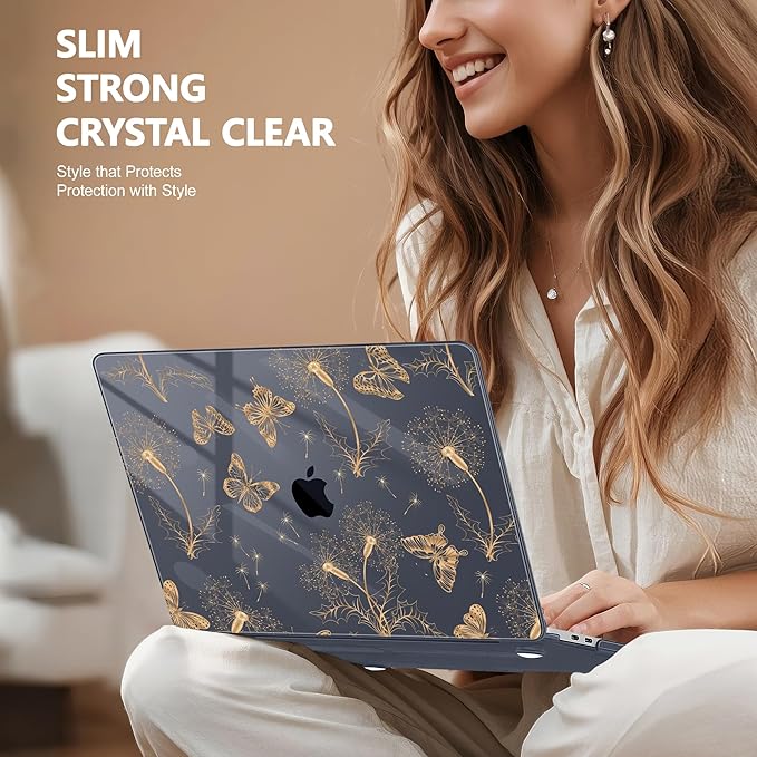 Lepeoac Case for MacBook Pro 13 inch Case M2 2022-2016 A2338 M1 A2251 A2289 A2159 A1989 A1708 A1706, Plastic Hard Shell + Keyboard Cover + Dust Plug, Butterflies