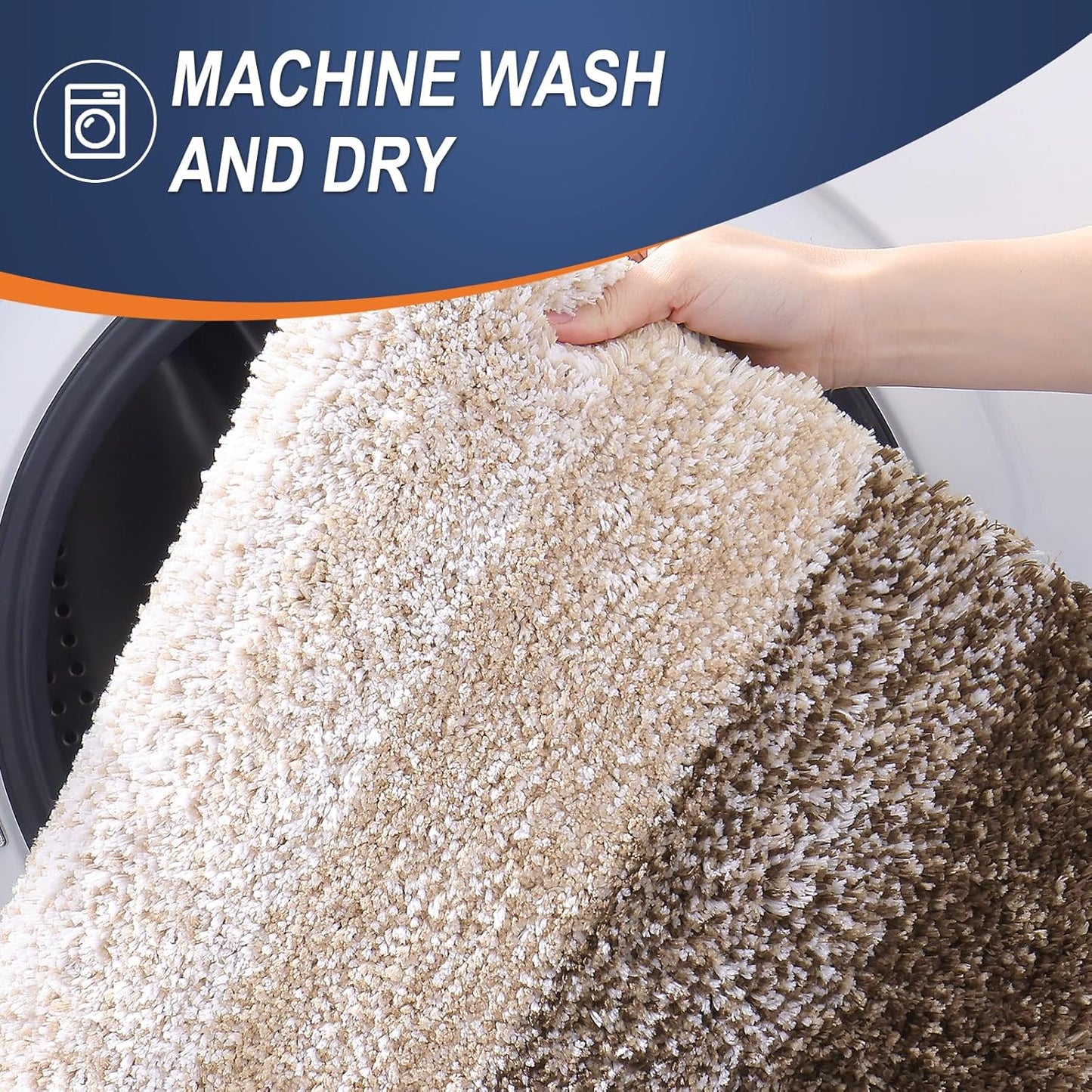OLANLY Large Bathroom Rugs - Extra Soft Microfiber Mat 54x24 | Quick Dry & Washable, Light Brown