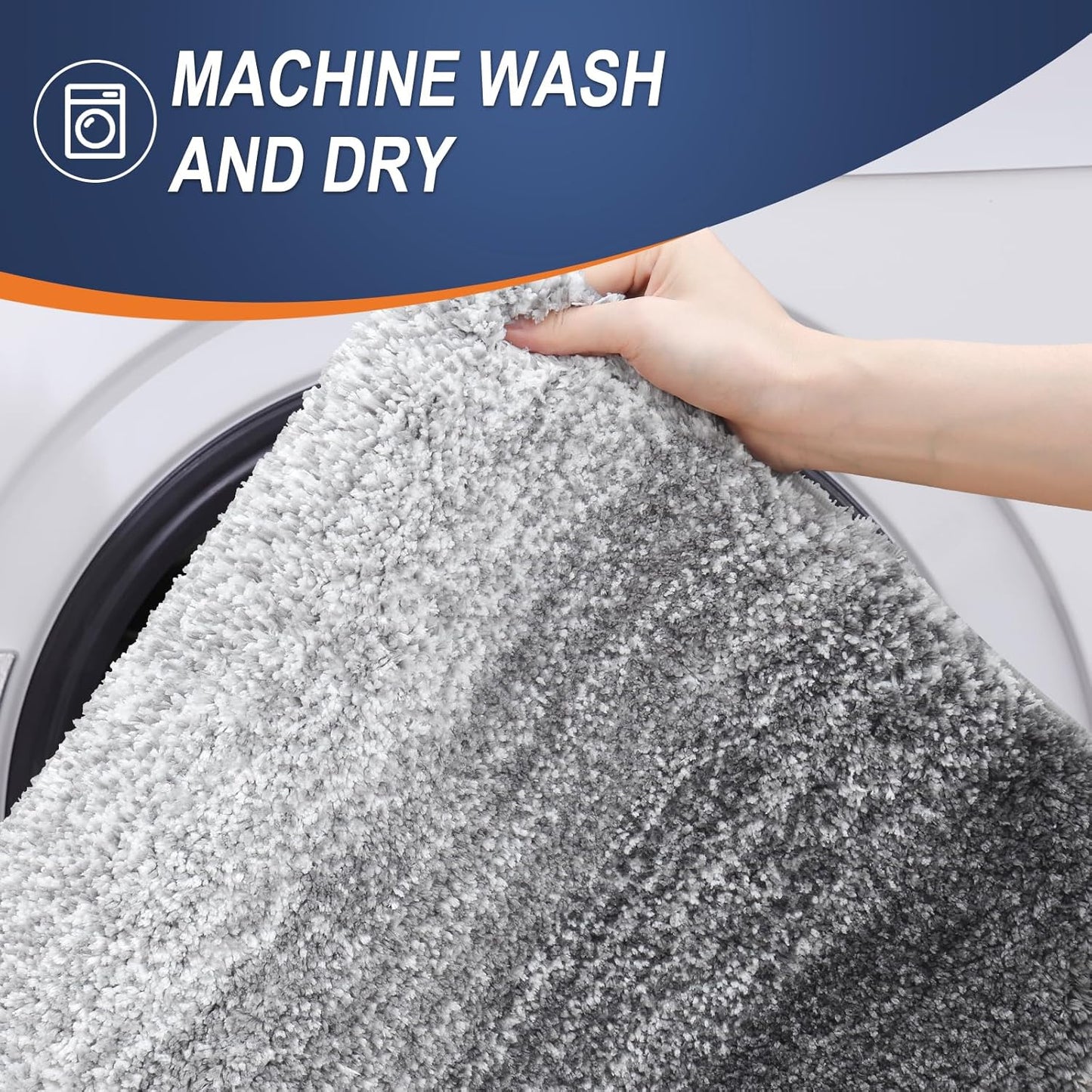 OLANLY 30-Inch Round Bathroom Rugs - Extra Soft Microfiber Bath Mats | Quick Dry & Machine Washable - Grey