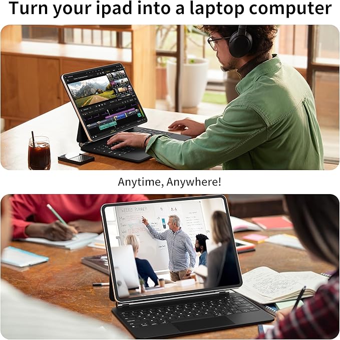 Otuoor iPad Air 13-inch Case Keyboard (M3 2025/M2 2024), Uninterrupted View, Snap Tight, Magic Keyboard for iPad Pro 12.9-inch (6th/5th/4th/3rd), Effortless Command, the Comfort Angle, Black