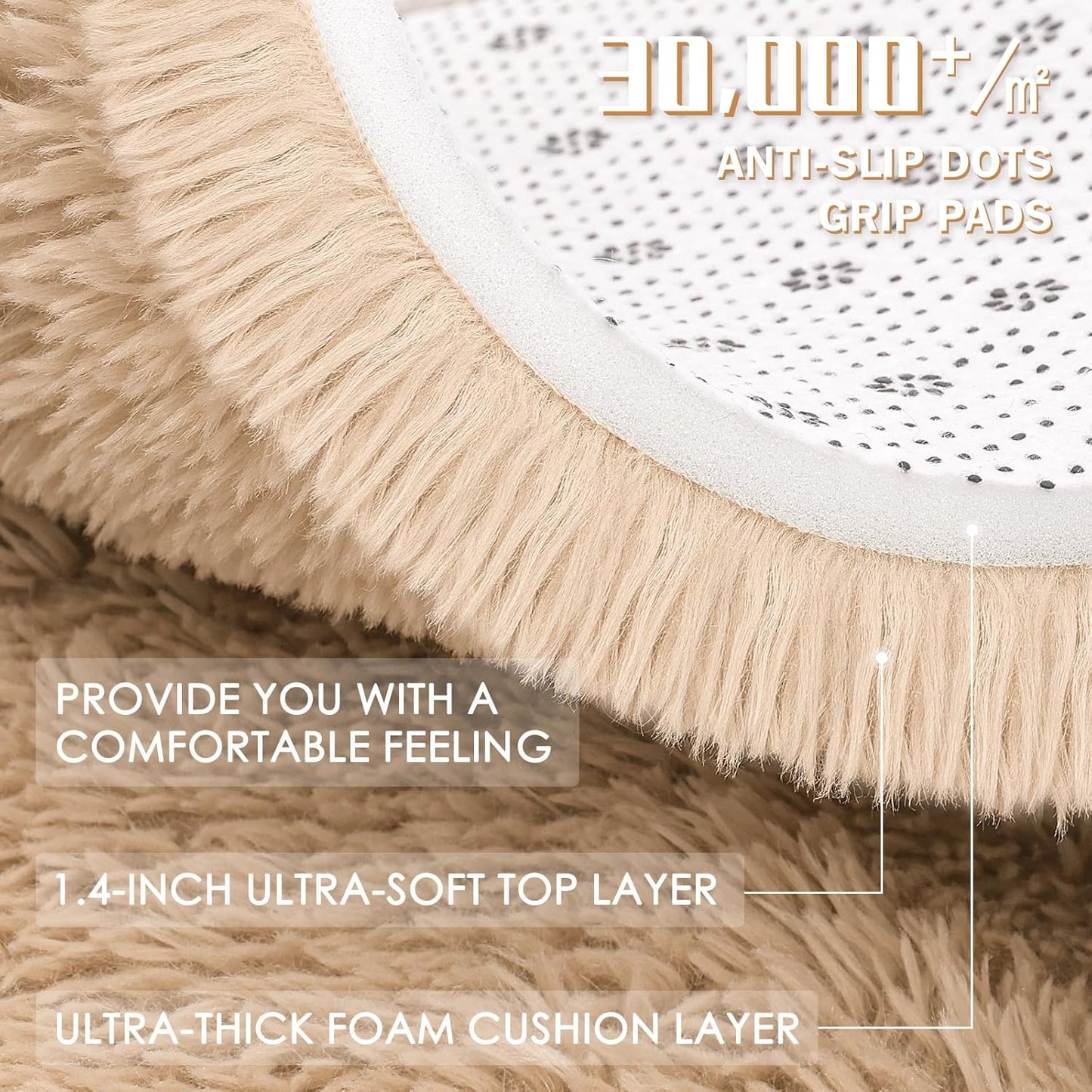 OLANLY Large Area Rug - Soft Fluffy Shaggy Carpet for Living Room & Bedroom | 8x10, Beige