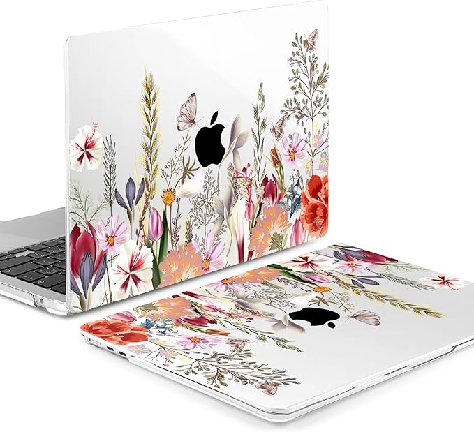 Batianda Premium Case for New MacBook Air 15 inch with M5 M4 M3 M2 Chip 2026 2025 2024 2023 Release, Designed Ultra-Slim Hardshell & Keyboard Cover & Screen Protector 4-in-1 Bundle, Flower Field