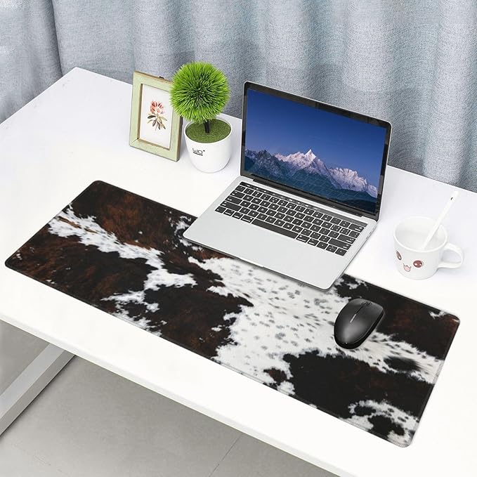 PPZCXWP Mouse Pads Western Highland Cowhide Ranch Style Large Mouse Pad, Gaming Mousepad, Keyboard and Mouse Pad with Stitched Edges,PC Desk Mat for Game,Work,Office(31.5"*11.8")