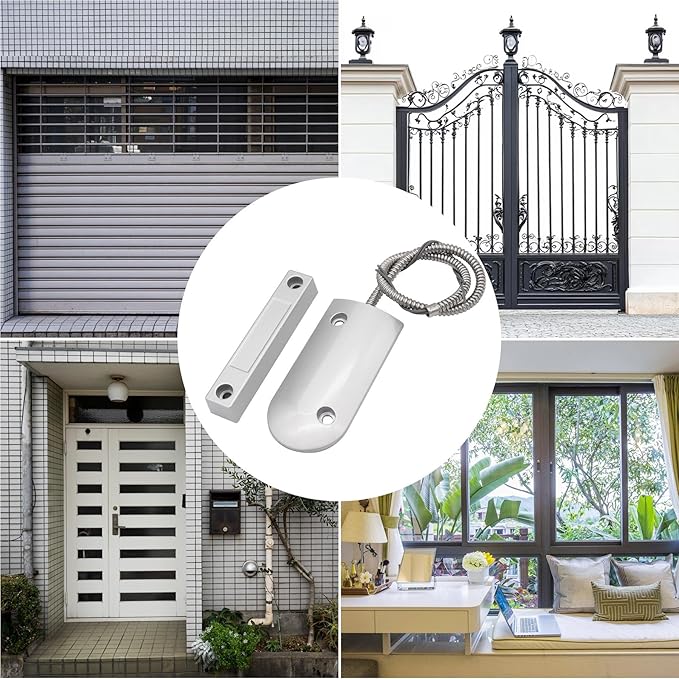 FOCMKEAS Magnetic Reed Switch Wired Surface Mount Normally Open NO Contact Sensor Alarm Magnetic Door Switch with 2 Wires, Zinc Alloy Sliver, OC-60B