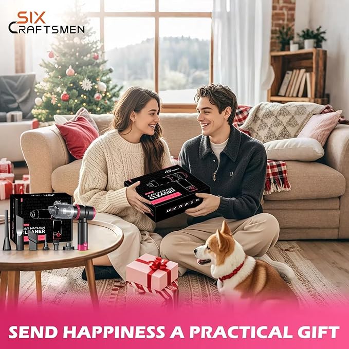 SIX CRAFTSMEN Cordless Rechargeable Mini Vacuum, 4-in-1 Car Vacuum Cleaner
