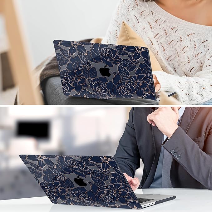 TWOLSKOO for MacBook Air 13 inch Case M5 2026 M4 2025 M3 M2 2024-2022 A3449 A3240 A3113 A2681, Plastic Hard Shell & Keyboard Cover & Screen Film for MacBook Air 13.6 inch Case, Elegant Roses