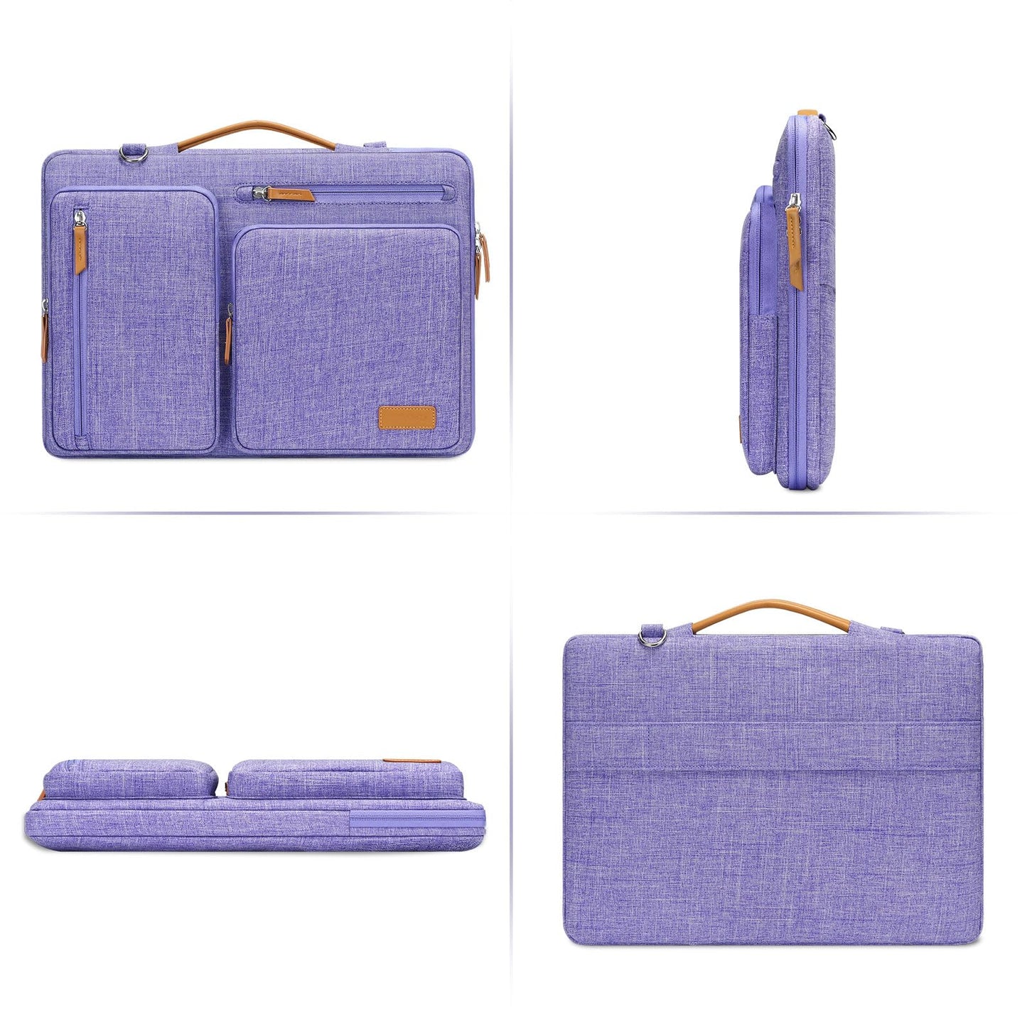 MOSISO 360 Protective Laptop Shoulder Bag,13-13.3 inch Computer Bag Compatible with MacBook Pro 14, HP, Dell, Lenovo, Asus Notebook,Side Open Messenger Bag with 4 Zipper Pockets&Handle, Purple