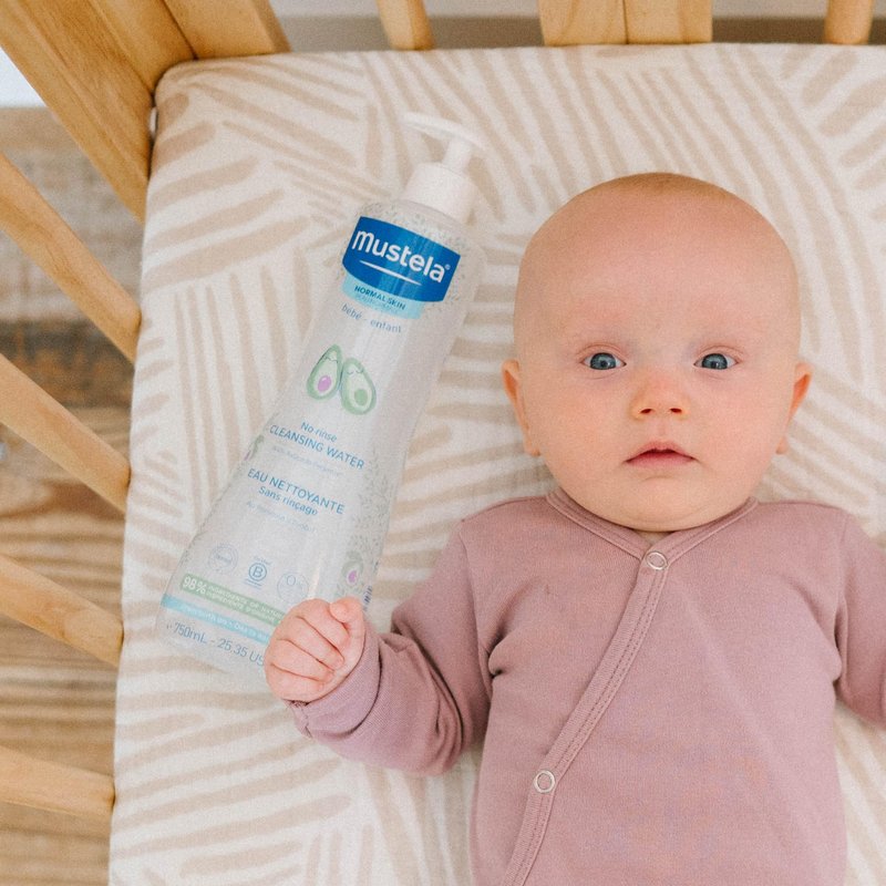 Mustela Baby Cleansing Water - No-Rinse Micellar Water - with Natural Avocado & Aloe Vera - for Baby's Face, Body & Diaper - Various Sizes - 10.14 fl. oz.