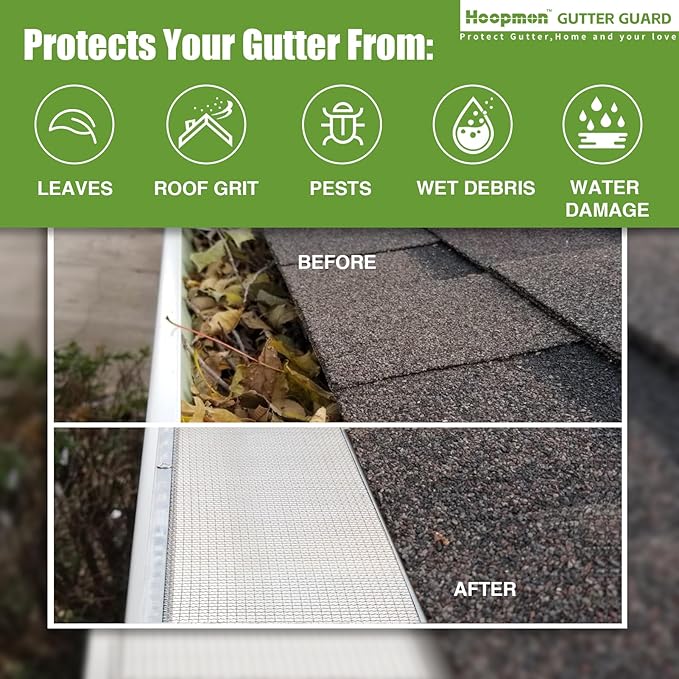 5 Inch Gutter Guard - Heavy Duty 100% Stainless Steel High-Flow Leaf Screen for Debris, Clog & Overflow Protection - Fits K-Style & Half-Round, Screws Included (200 FT, 60 pcs, 5in x 40in)