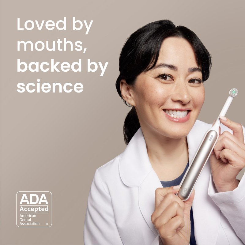 Quip Rev Oscillating Rechargeable Electric Toothbrush with Extra Brush Head - Soft Bristles, Pressure Sensor, 3 Intensities, 30-Day Battery Life, 2-Min Timer, Travel Case, Mirror Mount - Blue Stone