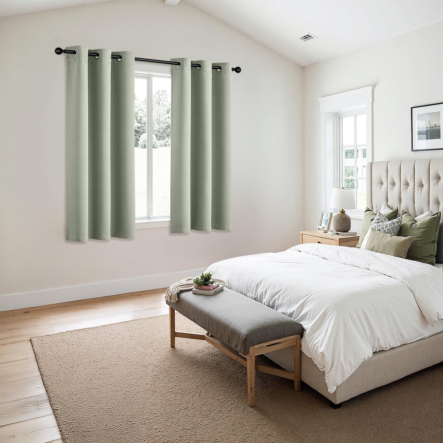 MIULEE Sage Green Blackout Curtains - Thermal Insulated Room Darkening Drapes | 40 x 50 Inches, 2 Panels