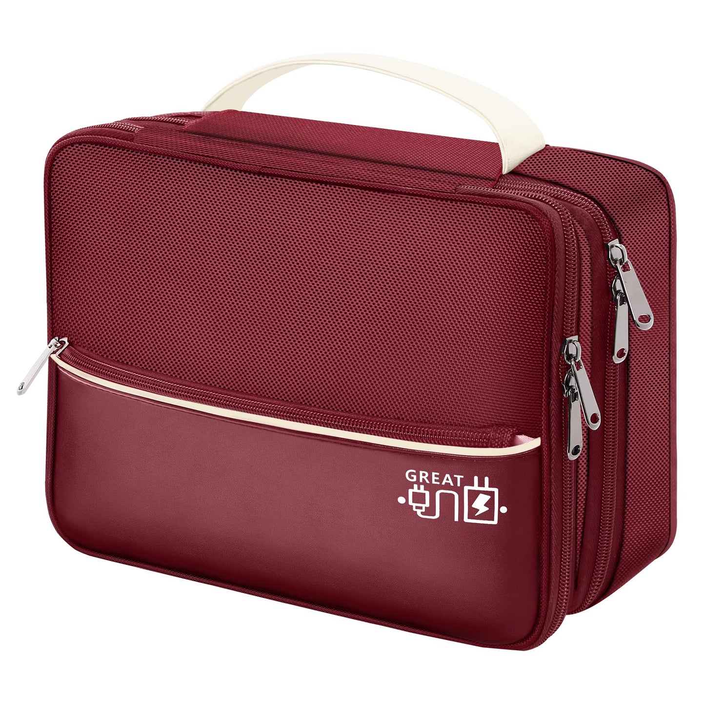 SELLYFELLY Electronics Travel Organizer, Double Layer Cable Organizer Bag Watreproof Electronics Accessories Storage Bag for Cord, Charger, Phone, Power Bank, Hard Drive