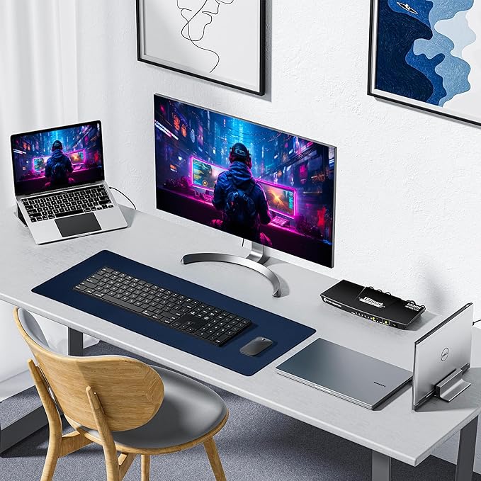 ALOANES Waterproof Mouse Pad with Durable Stitched Edge, Gaming Keyboard, Non-Slip Rubber Base Mouse Mat, Desk pad for Gamer, Office& Home, Dark Blue Mousepad Large(27.6"x11.8"x0.12")