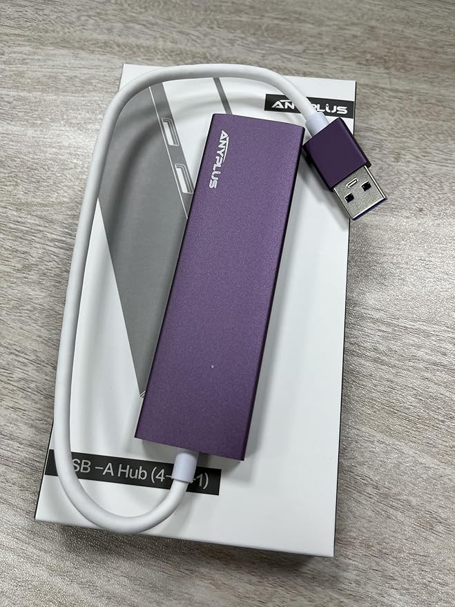 ANYPLUS USB Hub, USB 3.0 Hub Aluminum Alloy Ultra Slim USB Splitter, Portable 4 Port USB Extender, USB Hub for Laptop, PC, MacBook, iMac, Surface Pro, Mac Pro, Flash Drive, XPS 【Purple】