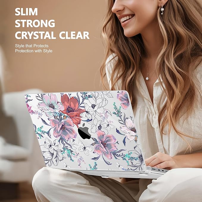 Lepeoac for MacBook Pro 16 inch Case M1 M2 M3 M4 M5 Pro/Max with Liquid Retina XDR, Release 2021-2025 2026 A3429 A3428, Hard Shell Case with Screen Protector & Keyboard Cover, Floral C319