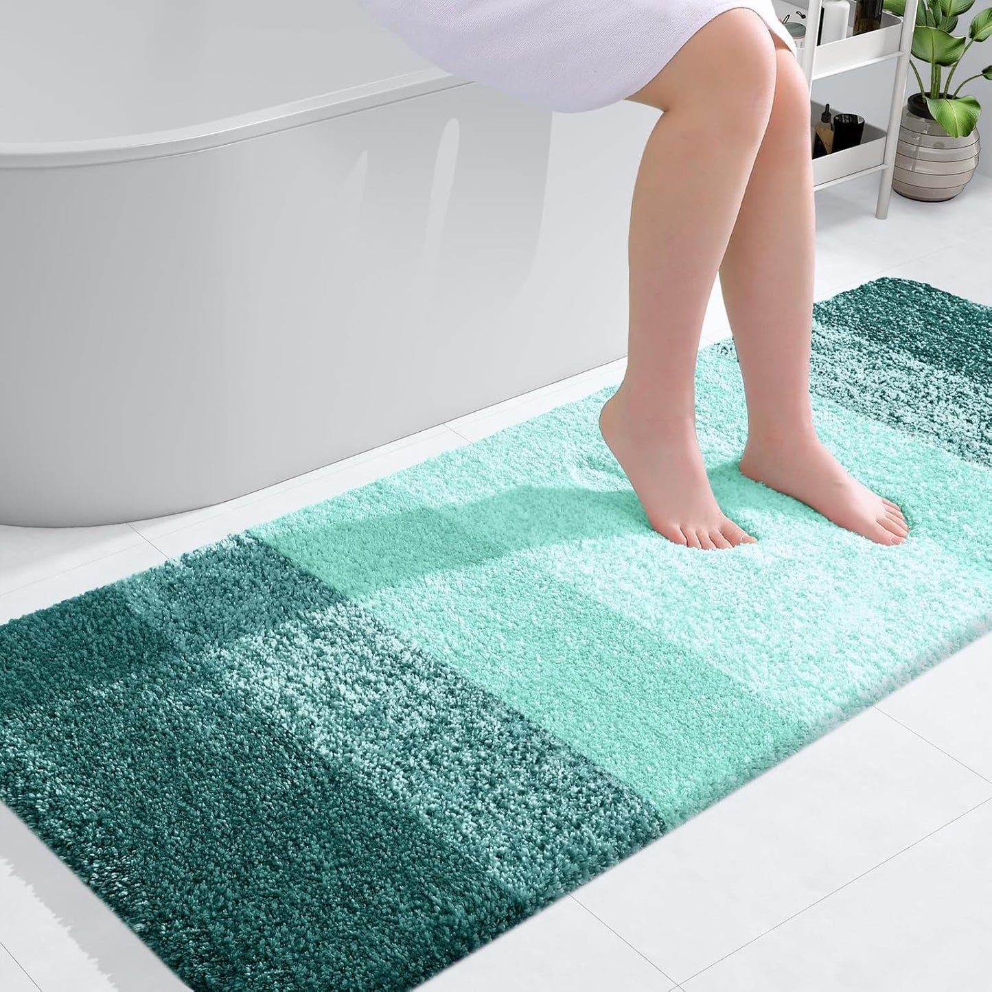 OLANLY Large Bath Rug Mat - Extra Soft Microfiber with Rubber Backing | Quick Dry, Washable, 44x32, Blackish Green
