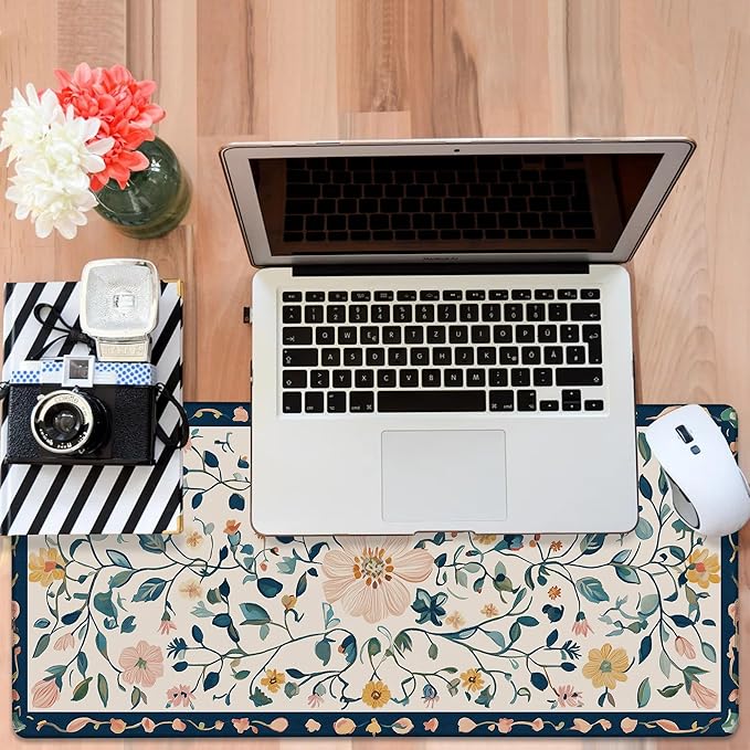 NITAHHHY Gaming Desk Pad Large Extra Length Oriental Decorative Mouse Pad Keyboard Laptop Non-Slip Waterproof with Rubber Base Thick Stitched Edge Mouse Mat for Office Home 35.4 x 15.7 Inches