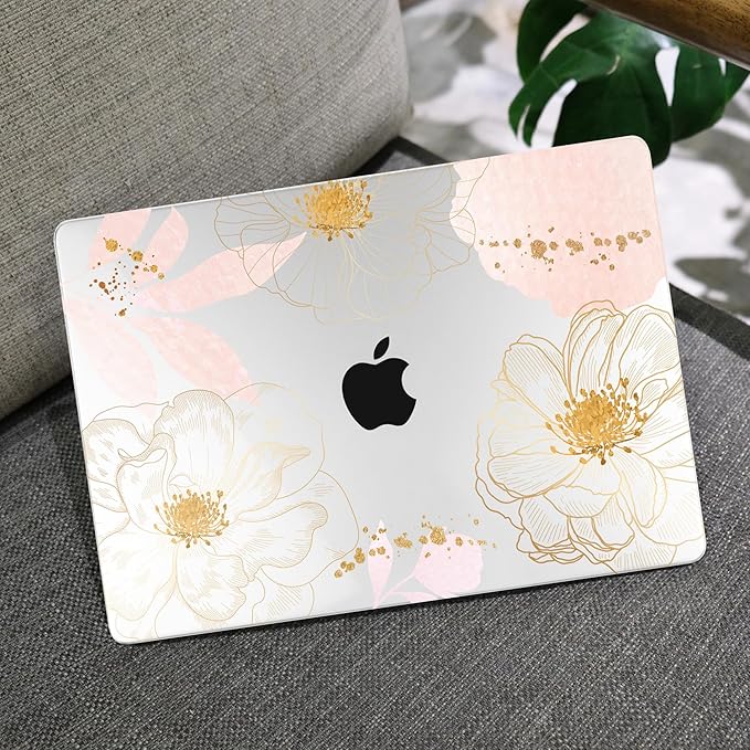 MEEgoodo Case for M5/M4/M3/M2 MacBook Air 13 inch 2026 2025 2024 2022, Fit Model A3449/A3240/A3113/A2681, Case Compatible with MacBook Air 13.6-inch, Tropical Pink Flowers