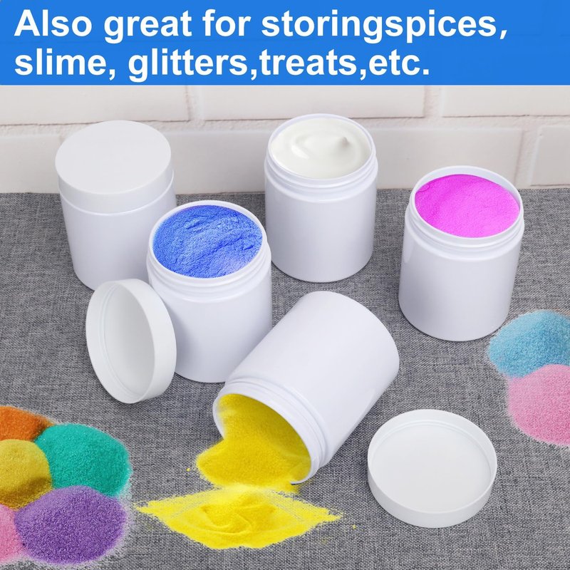 Plastic White Jars with Lids - 8 oz Wide-Mouth Cosmetic Storage for Beads, Lotions, Creams | 47 Packs