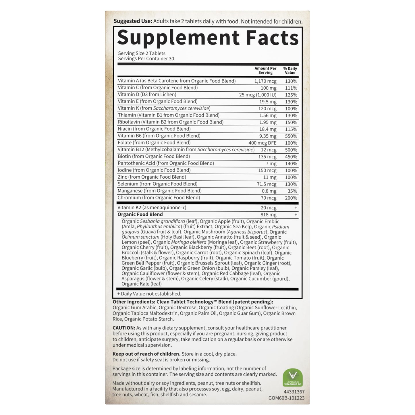 Garden of Life Organics Men's Multivitamin with Prostate Support, B12 & Vitamins – Vegan Daily Whole Food Multivitamin, Non-GMO, Certified Organic, 60 Tablets
