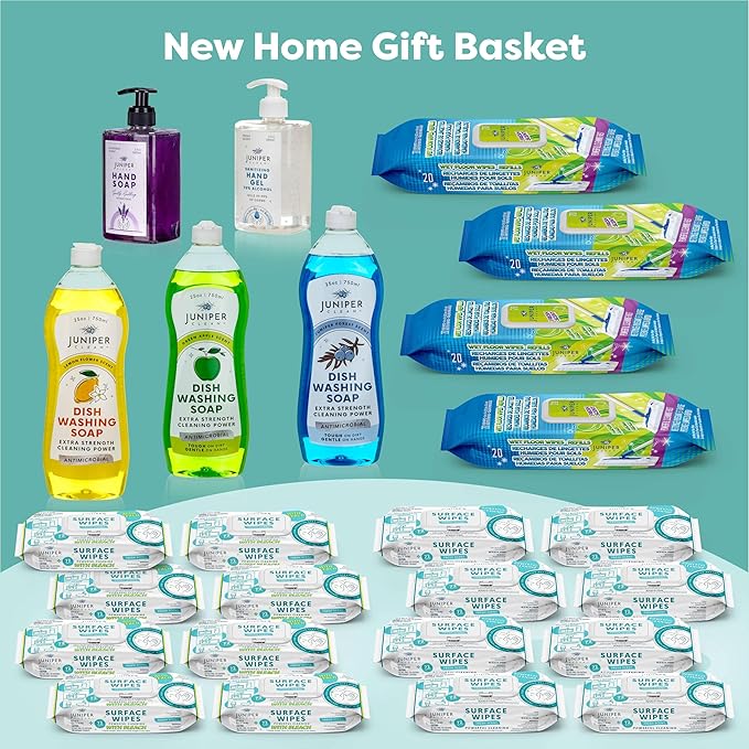 Luxury Cleaning, Supplies Kit, All In One Household Cleaning Essentials Set with Surface-Floor-Hand Cleaners, Laundry Detergent, Dish Soap, Nice Gift for New Homeowners