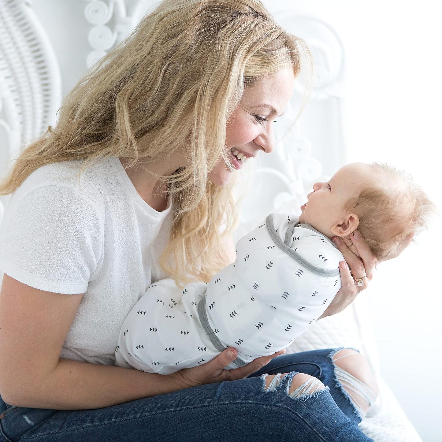 SwaddleDesigns 6-Way Omni Swaddle Sack - Arms Up Design for Newborns | Enhances Sleep, Small, 0-3 Months, Heathered Gray