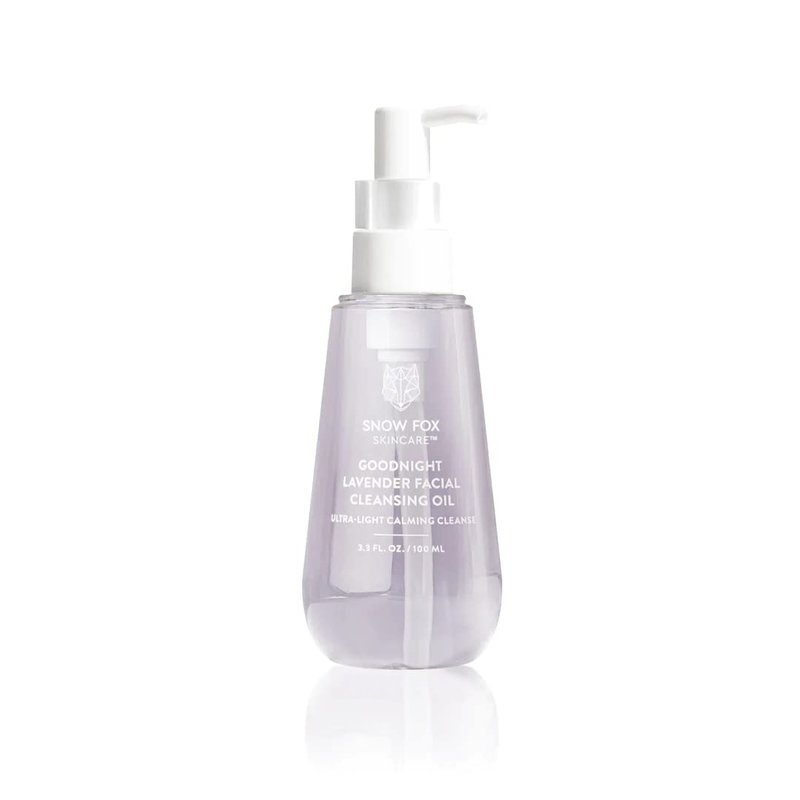 Snow Fox Skin Care Goodnight Lavender Facial Cleansing Oil â 2-in-1 Makeup Remover & Cleanser with French Lavender, Coconut Oil and Camellia â Removes Eye Makeup â Gentle, Non-Drying â 3.3oz