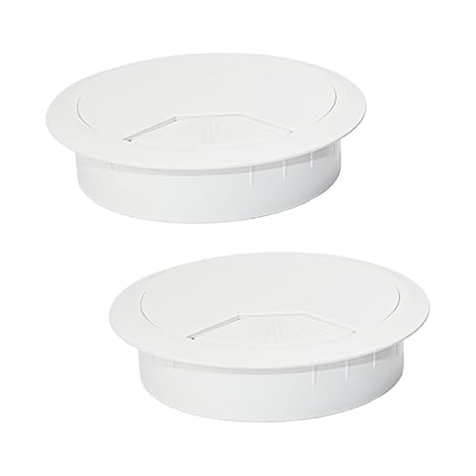 EASYEAH 2 Pcs Desk Grommet 2-3/8" / 60 mm, Desk Cord Hole Cover, Cable Grommet ABS Plastic, Desk Hole Grommet for Home & Office Pc, Detachable Adjustable Cable Cord Organizer-White