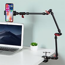 GOINWAVE Magic Arm Camera Mount, 32" Aluminum Articulating Arm with Desk Clamp & Standard 1/4" Screw, Heavy Duty Overhead Phone Mount for Video Recording, Live Streaming, Vlogging