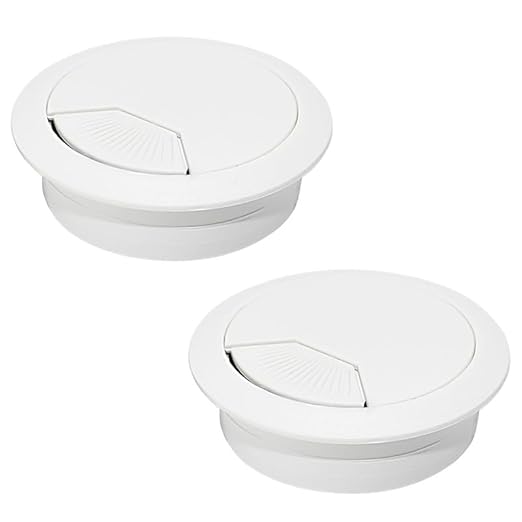EASYEAH 2 Pcs Desk Grommet 2" / 50 mm, Desk Cord Hole Cover, Cable Grommet ABS Plastic, Desk Hole Grommet for Home & Office Pc, Detachable Adjustable Cable Cord Organizer-White