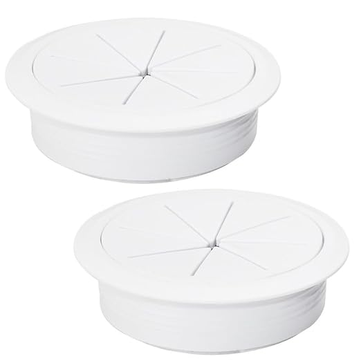 EASYEAH 2 Pcs Desk Grommet 3-1/8" / 80 mm, Desk Hole Cover for Cables White, Cable Grommet ABS Plastic, Desk Hole Grommet for Home & Office Pc, Detachable Cable Cord Organizer