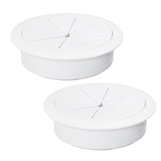 EASYEAH 2 Pcs Desk Grommet 2-3/8" / 60 mm, Desk Hole Cover for Cables White, Cable Grommet ABS Plastic, Desk Hole Grommet for Home & Office Pc, Detachable Cable Cord Organizer