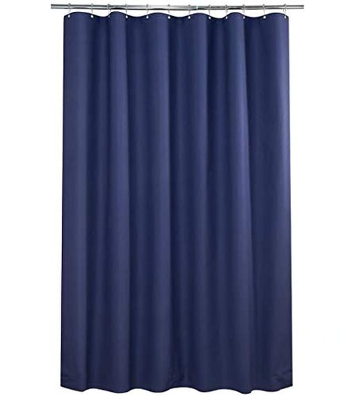 AmazerBath Stall Shower Curtain 36x72, Heavy Duty Plastic, Grey with 2 Weighted Stones and 6 Grommet Holes