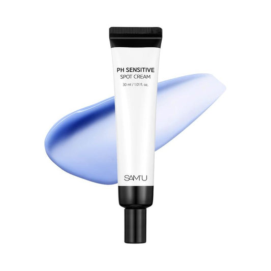 SAM’U PH Sensitive Spot Cream – Redness Reducing Blue Cream with Guaiazulene, Ceramides & Peptides for Redness Relief and Post-Blemish Recovery – Korean Face Moisturizer 30ml / 1.01 fl.oz