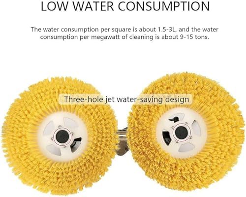 Electric Solar Panel Cleaning Brush with Telescopic Rod, 3.5M/5.5M/7.5M Automatic Water Sprayer, Roof Cleaning Tool, Battery-Powered, Double Disc Design - 5.5M (18ft)