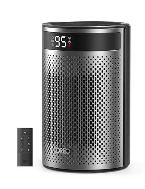 DREO Space Heater, Portable Electric Heaters for Indoor Use with Thermostat, Digital Display, 1-12H Timer, Eco Mode and Fan Mode, 1500W PTC Ceramic Fast Safety Heat for Office Bedroom Home, Black