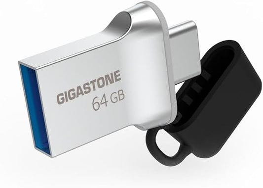 GIGASTONE 64GB Nano Luxus Dual USB Flash Drive, USB-C & USB-A, 100MB/s High-Speed Storage, Metal Design