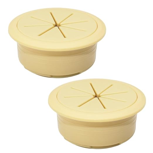 EASYEAH 2 Pcs Desk Grommet 2-1/16" / 53 mm, Desk Hole Cover for Cables Beige, Cable Grommet ABS Plastic, Desk Hole Grommet for Home & Office Pc, Detachable Cable Cord Organizer