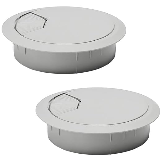 EASYEAH 2 Pcs Desk Grommet 3-1/8" / 80 mm, Desk Cord Hole Cover, Cable Grommet ABS Plastic, Desk Hole Grommet for Home & Office Pc, Detachable Adjustable Cable Cord Organizer-Light Grey