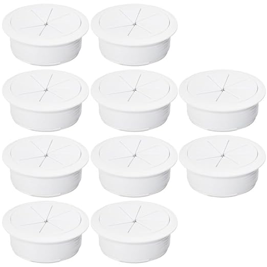 EASYEAH 10 Pcs Desk Grommet 2" / 50 mm, Desk Hole Cover for Cables White, Cable Grommet ABS Plastic, Desk Hole Grommet for Home & Office Pc, Detachable Cable Cord Organizer
