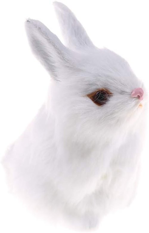GUDVES Mini Realistic Plush Rabbit Toy - Lifelike Easter Bunny Decoration, White