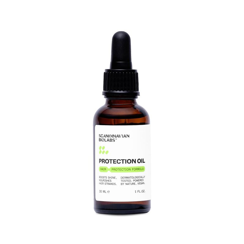 Scandinavian Biolabs Protection Oil | Enhances Shine, Heat Protection, Frizz Control, Deep Moisture, Smooths Split Ends, Silicone-Free, Fragrance-Free, 30 mL/ 1 Oz