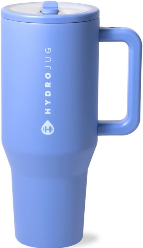 HydroJug Traveler - 40 Oz Insulated Water Bottle with Handle & Flip Straw | Leak Resistant, Light Blue