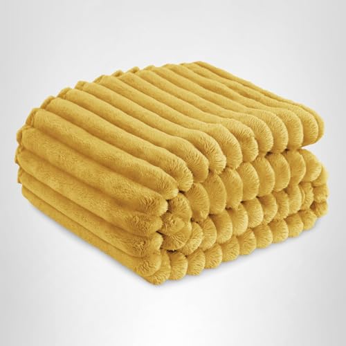 Bedsure GentleSoft Yellow California King Size Blanket for Couch - Cozy Soft Blankets for Women, Cute Small Fleece Throws for Girls, Birthday Gifts for Women, 102x96 Inches