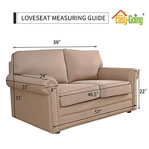 Easy-Going Reversible Loveseat Couch Cover for 2 Cushion Couch Sofa Cover for Dogs Water Resistant Furniture Protector with Foam Sticks Elastic Straps for Pet (Loveseat, Chocolate/Chocolate)