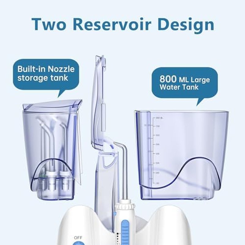 H2ofloss Dental Water Flosser - Professional Oral Irrigator with 12 Tips & 800ml Capacity | Quiet Design