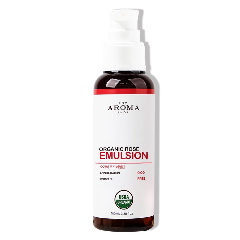 Organic Rose Emulsion - Lightweight Face Moisturizer with Aloe & Jojoba Oil | Radiant Glow Lotion for All Skin Types - 3.38 fl oz