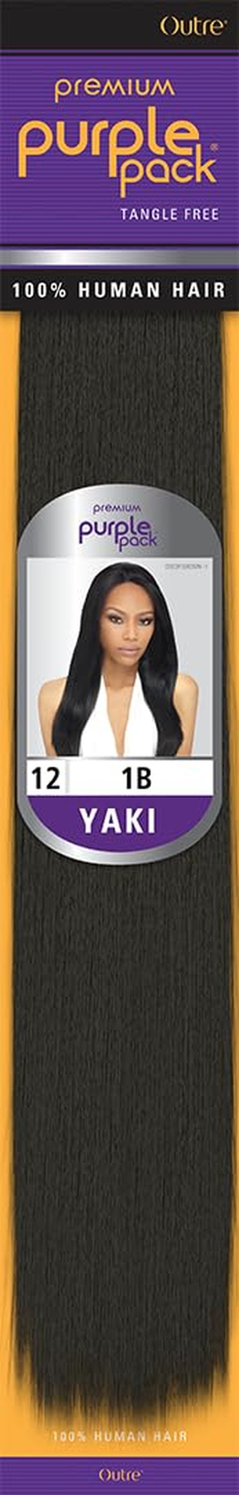 Outre 100% Human Hair Purple Pack Yaki 12" (1 Pack, OFF BLACK 1B)