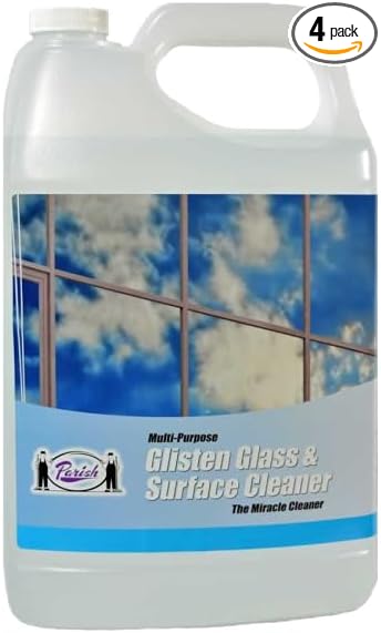 Parish Glisten Glass & Surface Cleaner for Streak-Free Windows, Case of 4 Gallons - NO Ammonia