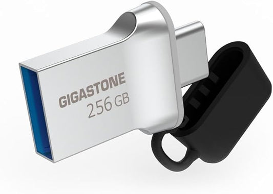 GIGASTONE 256GB Nano Luxus Dual USB Flash Drive, USB-C & USB-A, 100MB/s High-Speed Storage, Metal Design